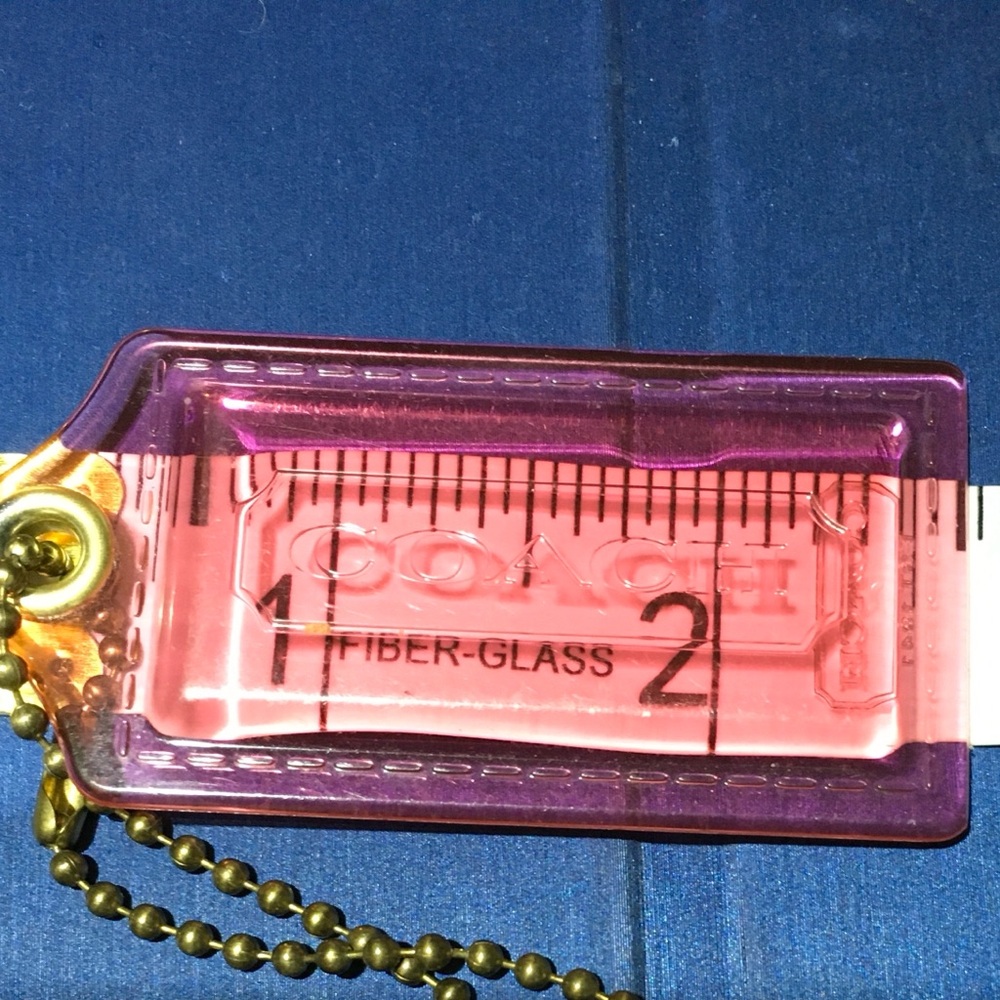 COACH KEY FOB BAG CHARM PINK SEE THROUGH KEYCHAIN HANGTAG 2.75” L x 1.25” W